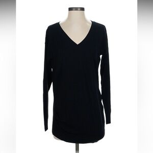 Theory (S/P) Black V-Neck Long Sleeve Wool Sweater